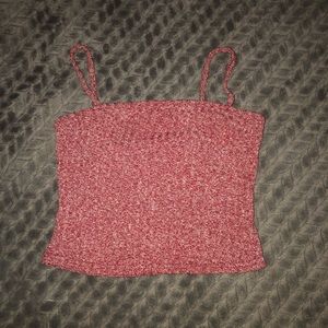 Red and White Heathered Crop Top